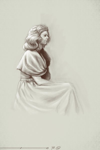 Una giovane donna che vive sotto il primo impero, inizio XIX secolo. Illustrazione di Alessandro Lonati, 2010 da Alessandro Lonati