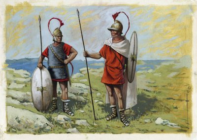 Antica Grecia: mercenario tureoforo (III-I secolo a.C.) (destra) e Thorakites (sinistra) da Alessandro Lonati