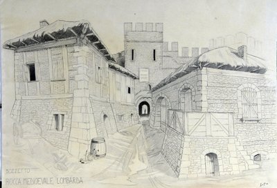 Architettura del Medioevo: vista delle mura di una città medievale lombarda da Alessandro Lonati