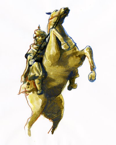 Ritratto equestre di Oqba Ibn Nafi Al Fihri da Alessandro Lonati