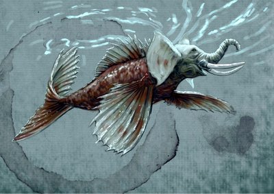 Mostri e creature fantastiche, criptozoologia: rappresentazione di un makara, animale acquatico del bestiario mitologico dell