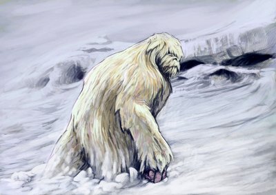 Mostri e creature fantastiche, criptozoologia: rappresentazione di uno yeti o 