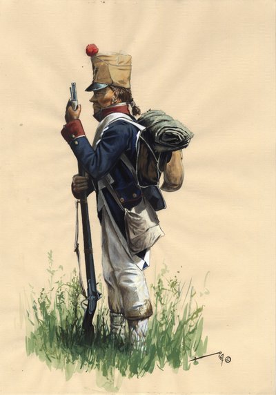 Primo Impero (1804-1814 e 1815): soldato di fanteria francese della grande armata napoleonica in abito da campagna da Alessandro Lonati