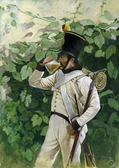 Primo Impero: ufficiale di fanteria di linea austriaca che beve un boccale di birra da Alessandro Lonati