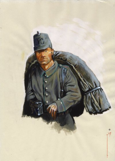 Prima Guerra Mondiale 1914-1918: cacciatore austriaco con equipaggiamento da montagna sul fronte delle Alpi in Italia da Alessandro Lonati