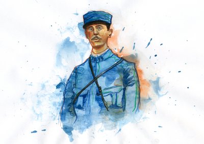 Prima Guerra Mondiale: Ritratto di Charles de Gaulle (1890-1970) nel 1914 da Alessandro Lonati