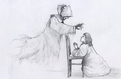 Fantasma di una suora anziana con mani storte appare a una bambina che prega da Alessandro Lonati