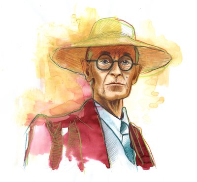 Hermann Hesse (1877-1962), romanziere, poeta e saggista tedesco, poi svizzero - Illustrazione di Alessandro Lonati da Alessandro Lonati