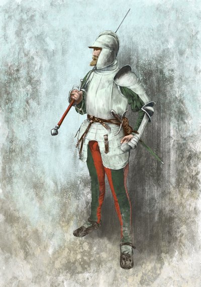 Lanzichenecco in armatura (illustrazione) da Alessandro Lonati