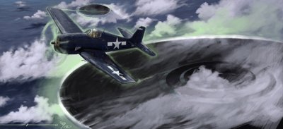 Fenomeni misteriosi: raffigurazione della scomparsa di un aereo della Marina degli Stati Uniti nel triangolo delle Bermuda negli anni 