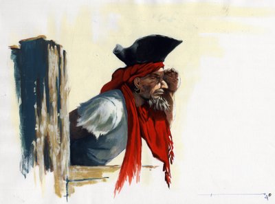 Pirata dei Caraibi che guarda l