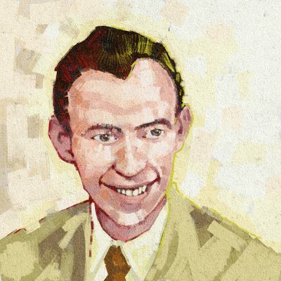 Ritratto del biologo James Watson, 2023 (illustrazione) da Alessandro Lonati