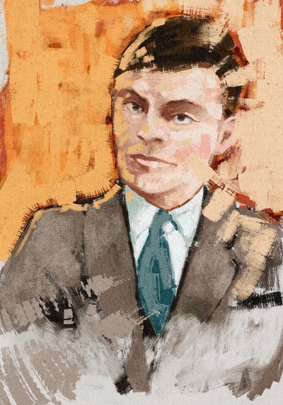 Ritratto del matematico Alan Turing, 2023 (illustrazione) da Alessandro Lonati