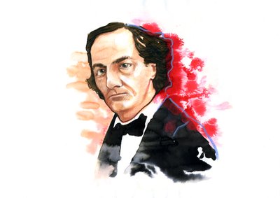 Ritratto di Charles Baudelaire (1821-1867), poeta francese. Disegno di Alessandro Lonati da Alessandro Lonati