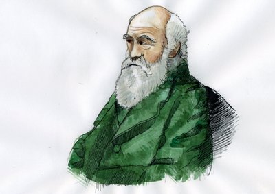 Ritratto di Charles Darwin (1809-1882), naturalista inglese. Illustrazione da Alessandro Lonati