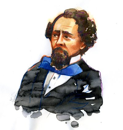 Ritratto di Charles Dickens (1812-1870) Scrittore inglese da Alessandro Lonati