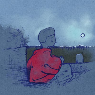 Ritratto di Egòrushka che attraversa la steppa sul carro (illustrazione) da Alessandro Lonati