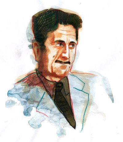 Ritratto dello scrittore e giornalista inglese George Orwell da Alessandro Lonati