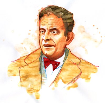 Ritratto dello psichiatra e psicoanalista francese Jacques Lacan (1901-1981) da Alessandro Lonati