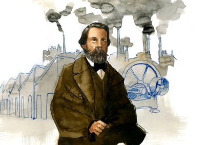 Ritratto di Friedrich Engels (1820-1895), teorico e politico socialista tedesco da Alessandro Lonati
