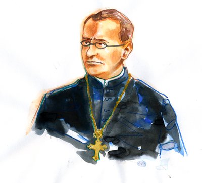 Ritratto di Gregor Mendel (1822-1884) monaco cattolico e botanico fondatore della genetica da Alessandro Lonati
