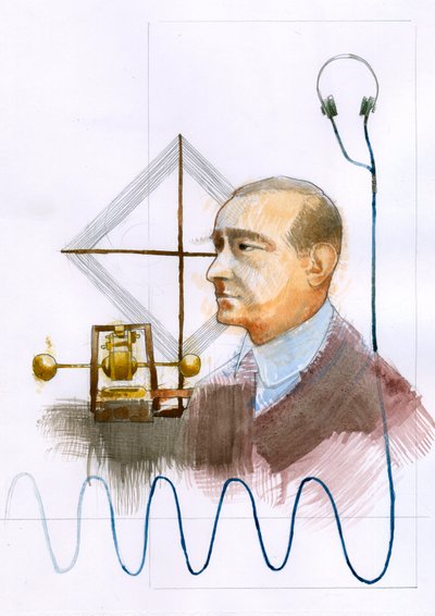 Ritratto di Guglielmo Marconi (1874-1937), fisico italiano, inventore del telegrafo da Alessandro Lonati
