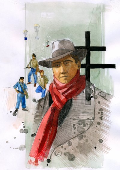 Ritratto di Jean Moulin, membro di spicco della Resistenza in Francia durante la Seconda Guerra Mondiale Illustrazione di Alessandro Lonati da Alessandro Lonati