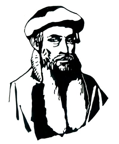 Ritratto di Johannes Gensfleisch detto Gutenberg (1400-1468), stampatore tedesco Illustrazione di Alessandro Lonati da Alessandro Lonati