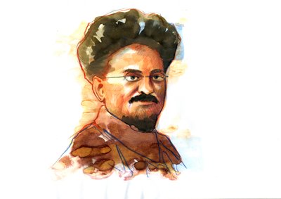 Ritratto di Leon Trotsky (1879-1940), rivoluzionario marxista e teorico, politico sovietico e fondatore dell