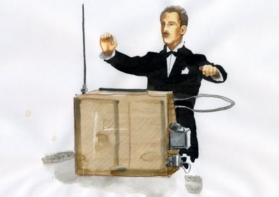Ritratto di Lev Sergeyevich Termen (Leon Theremin) (1896-1993), inventore del theremin, primo strumento musicale elettronico da Alessandro Lonati