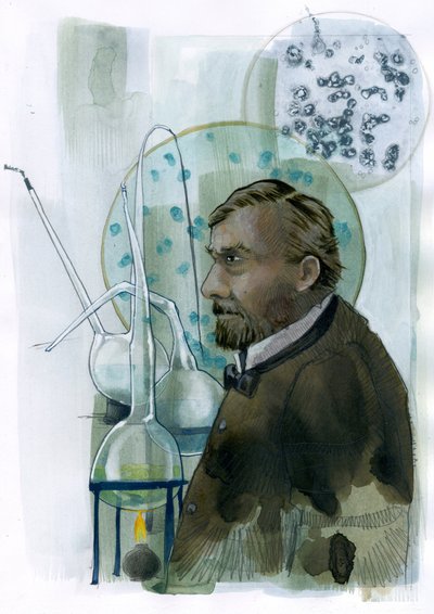 Ritratto di Louis Pasteur, scienziato francese Illustrazione di Alessandro Lonati da Alessandro Lonati