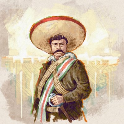Ritratto del rivoluzionario messicano Pancho Villa, 2023 (illustrazione) da Alessandro Lonati