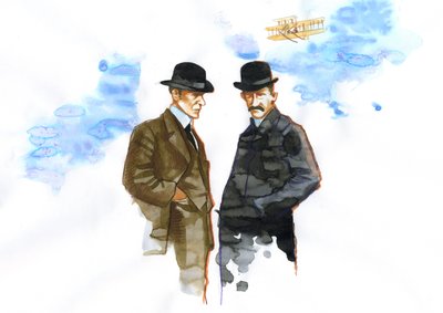 Ritratto di Orville (1871-1948) e Wilbur Wright (1867-1912) pionieri dell