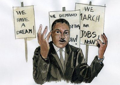 Ritratto del pastore Martin Luther King da Alessandro Lonati
