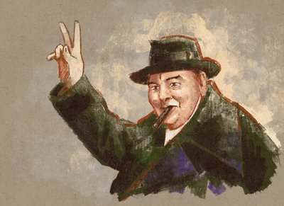 Ritratto di Sir Winston Leonard Spencer Churchill (illustrazione) da Alessandro Lonati