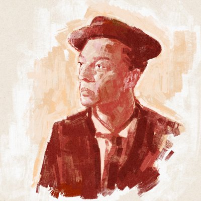 Ritratto del regista e attore Buster Keaton (illustrazione) da Alessandro Lonati