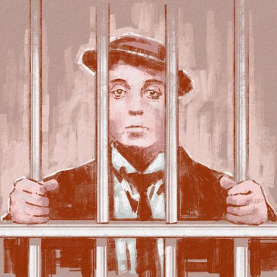 Ritratto del regista e attore Buster Keaton (illustrazione) da Alessandro Lonati