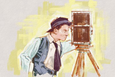 Ritratto del regista e attore Buster Keaton da Alessandro Lonati