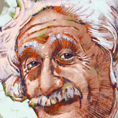 Ritratto dello scienziato Albert Einstein (illustrazione) da Alessandro Lonati