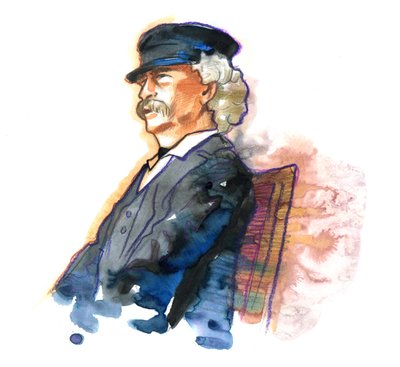 Ritratto dello scrittore americano Mark Twain da Alessandro Lonati