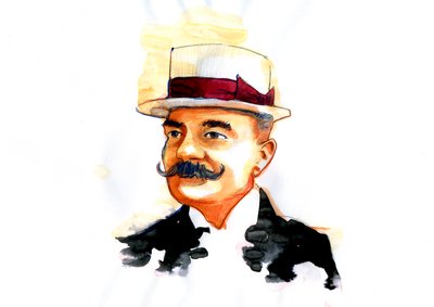 Ritratto dello scrittore italiano Emilio Salgari (1863-1911) da Alessandro Lonati
