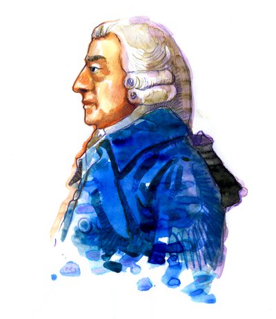 Ritratto del filosofo ed economista Adam Smith (1723-1790) Disegno da Alessandro Lonati