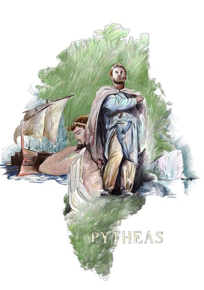 Rappresentazione di Pitea esploratore greco di Massalia, IV secolo a.C. - Illustrazione di Alessandro Lonati da Alessandro Lonati