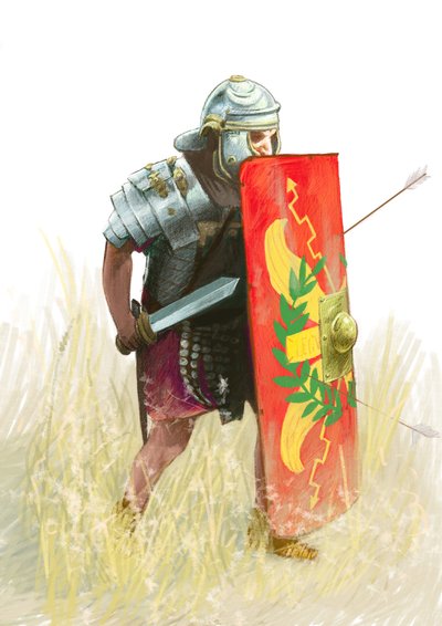 Legione romana - Legionario romano - Antichità romana: rappresentazione di un legionario romano - Disegno di Alessandro Lonati da Alessandro Lonati
