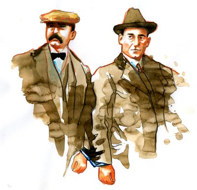 Ritratto degli anarchici italiani Bartolomeo Vanzetti e Nicola Sacco da Alessandro Lonati