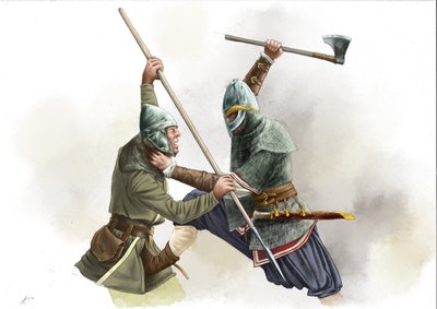 Guerriero vichingo in combattimento da Alessandro Lonati