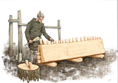 Costruttore di navi vichingo al lavoro da Alessandro Lonati
