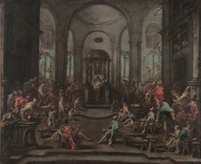 Interno di una sinagoga, 1725-35 circa (olio su tela) da Alessandro Magnasco