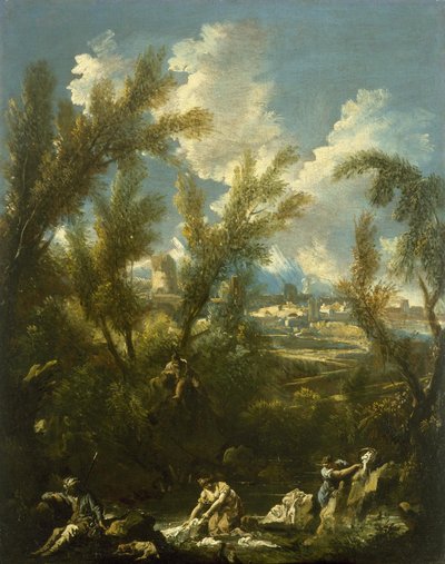 Paesaggio con lavandaia da Alessandro Magnasco