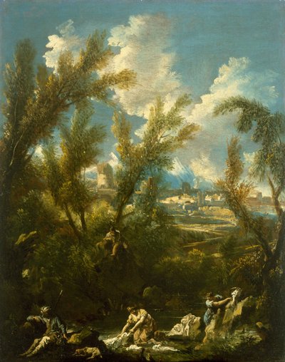 Paesaggio con lavandaia da Alessandro Magnasco